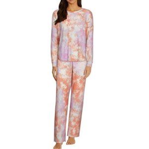 Wildfox Intimates Dreamland Pajamas 2 PC Set Top & Pants Rainbow Cloud Tie Dye